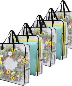 VENO 5 Pack Summer Wreath Storage Bag. Spring. Christmas Decoration Garland Container. 30 Inch Clear Door Wreath Organizers. Moving Boxes. Packing Supplies for College (Square - 5 Pack)